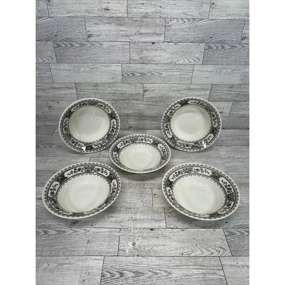 Set of 5 Royal China Hampshire Brown Floral 6.25
